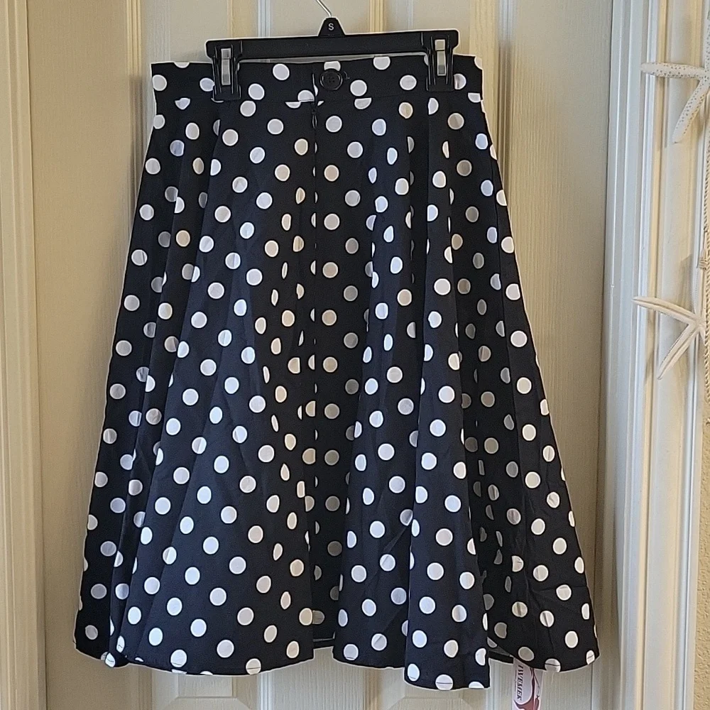Polka Dot Flare Skirt - Black and White NWT